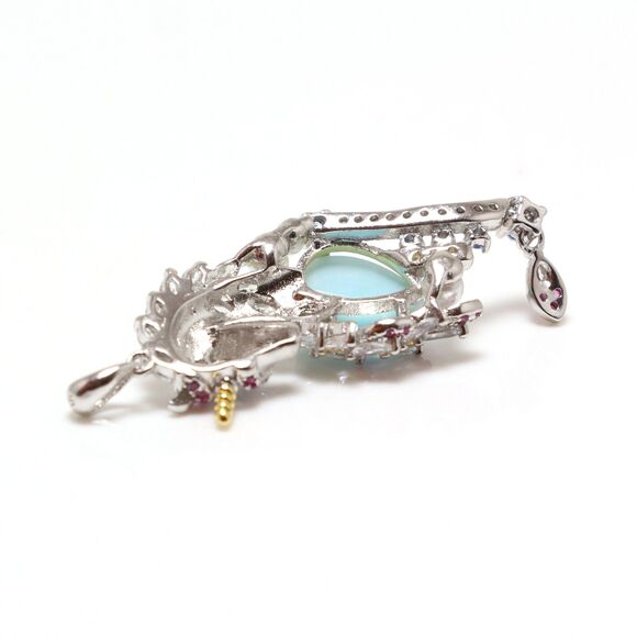 925 Sterling Silver UNICORN NECKLACE, LARIMAR Necklace, Unique Larimar Necklace - Picture 8 of 10